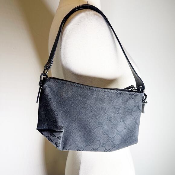 Vintage Gucci GG Mini Hobo Bag Black Monogram Canvas Y2K Purse 103399 - Picture 1 of 16